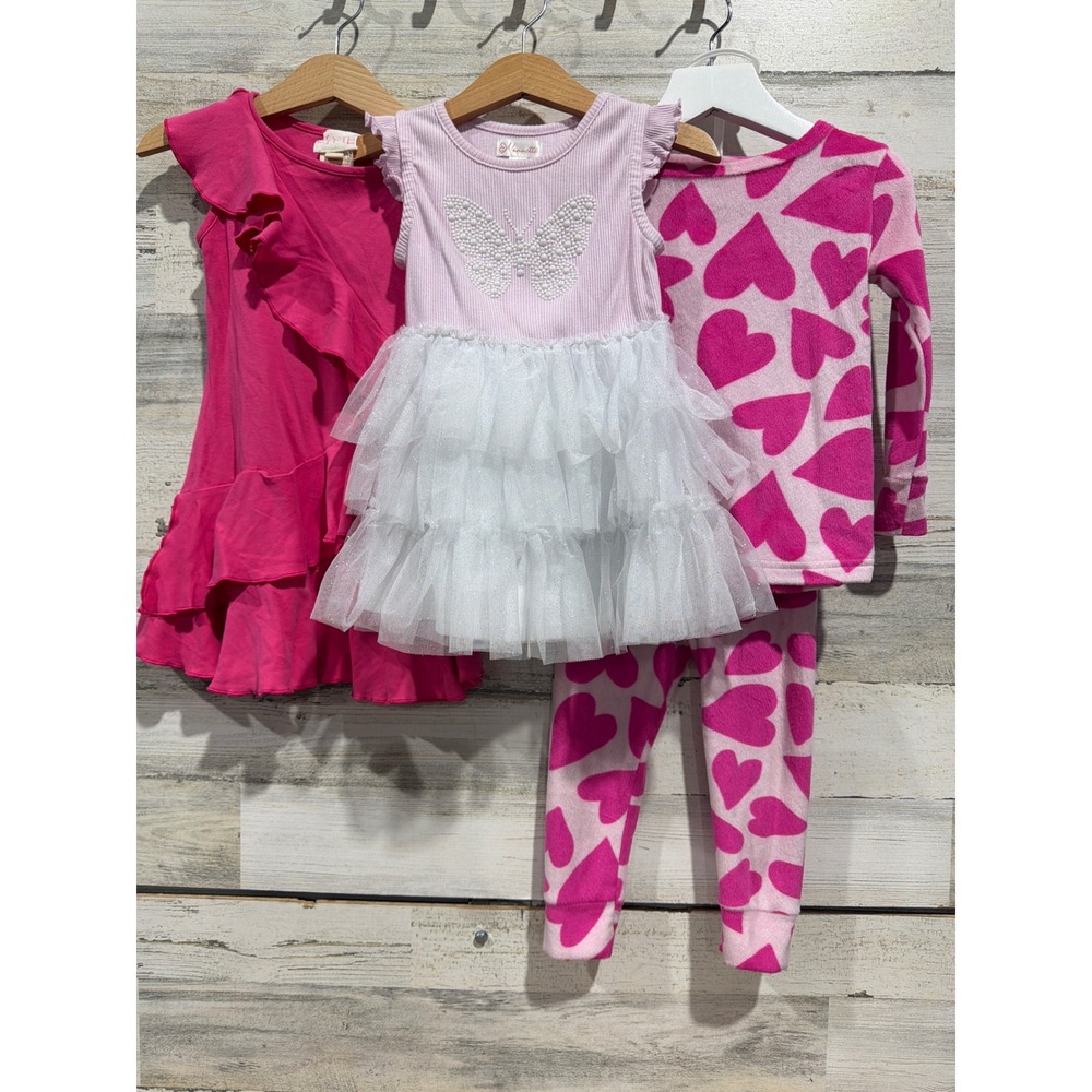 Nannette Lemon Loves Lime Cat & Jack Girls 2T‎ Pink Bundle Butterfly Heart EUC
